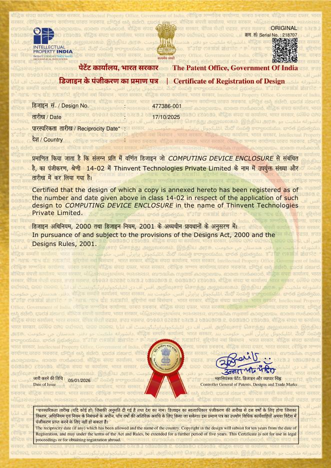 Registration certificate: Computing Device Enclosure